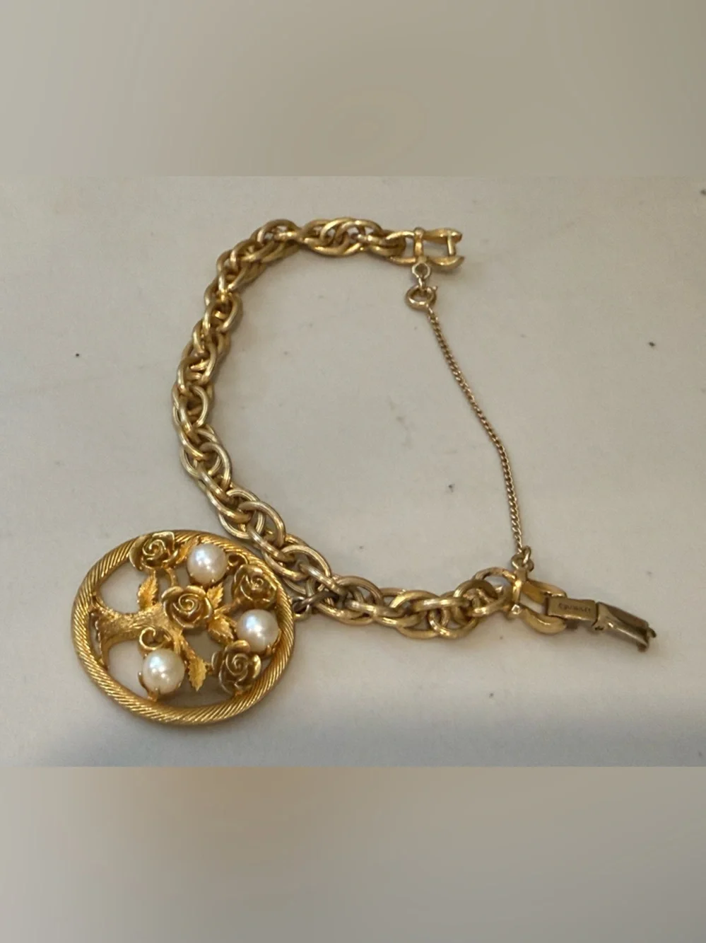 Vintage Tree of Life Charm Bracelet‎ By Lisner Gold Tone